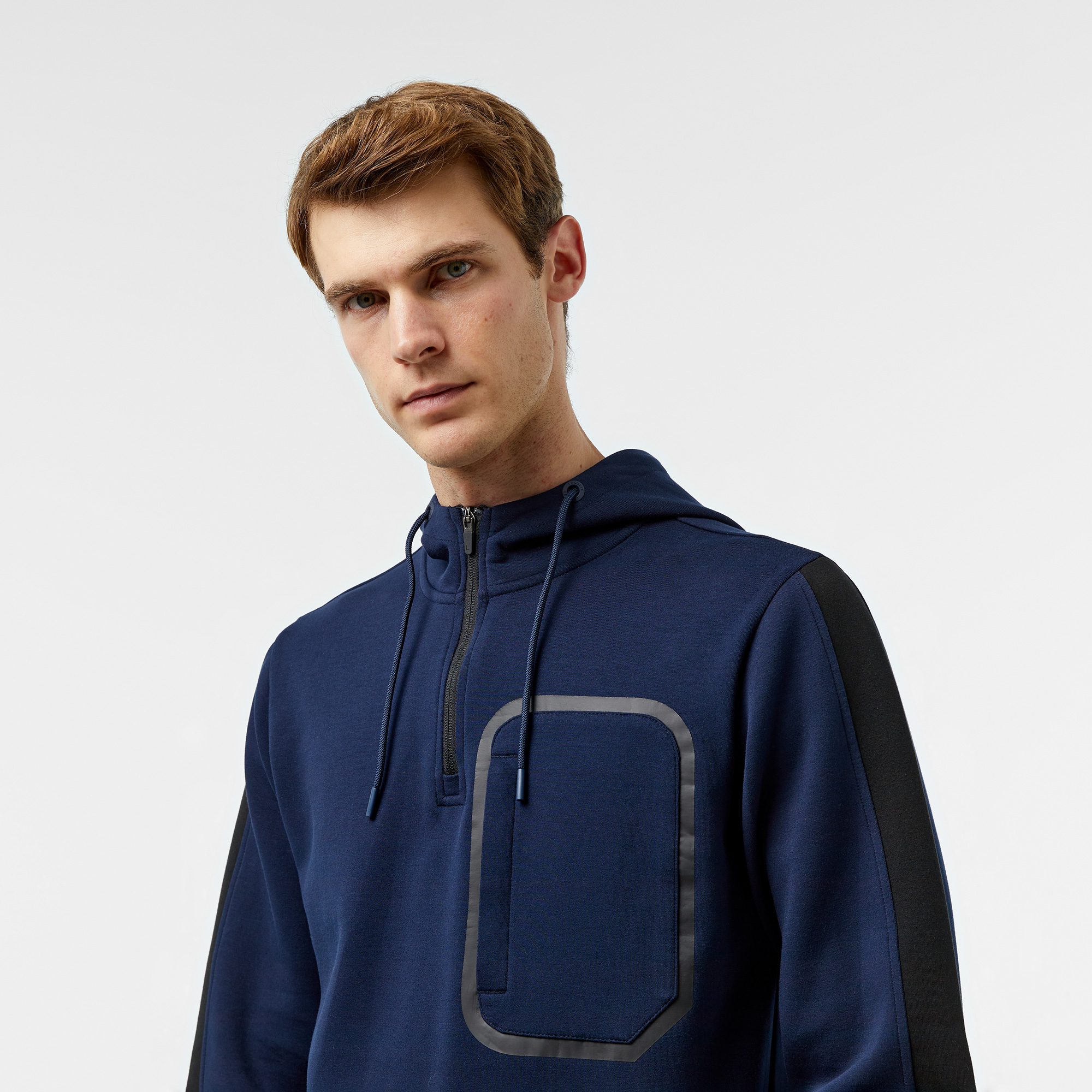  Erkek Relaxed Fit Kapüşonlu Lacivert Sweatshirt