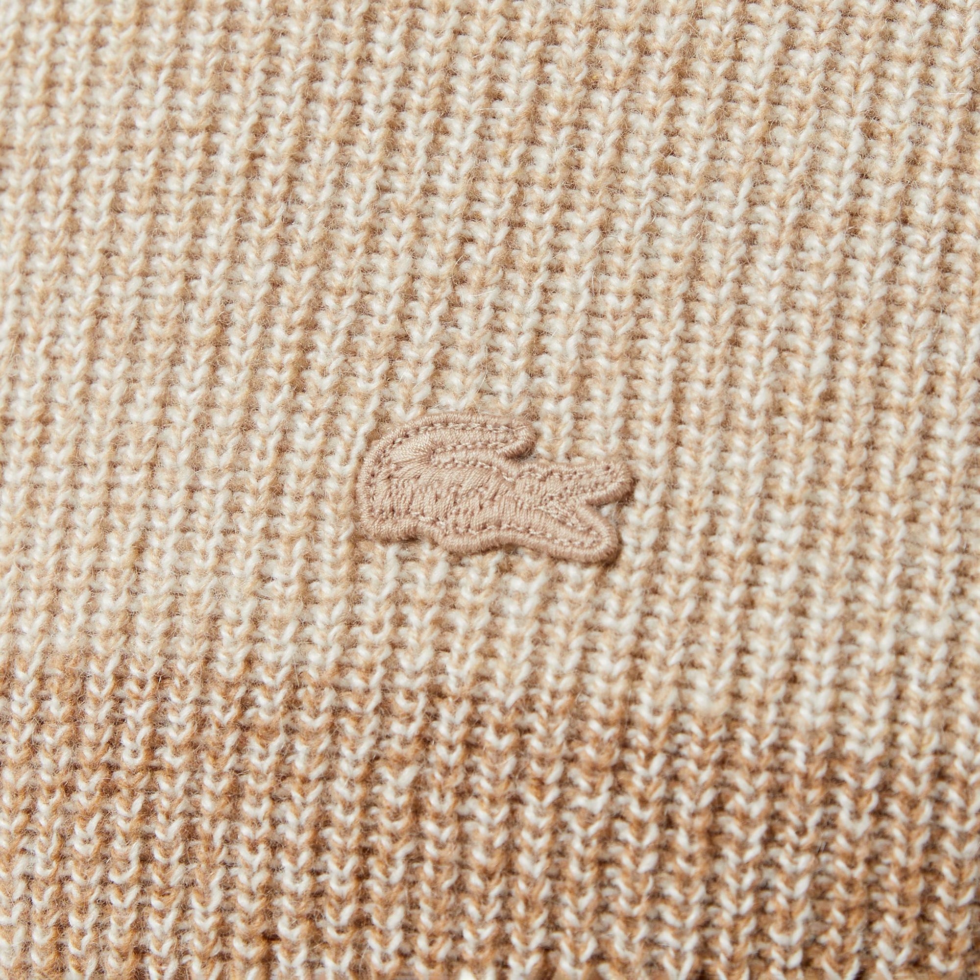 Erkek Relaxed Fit Bisiklet Yaka Renk Bloklu Bej Kazak