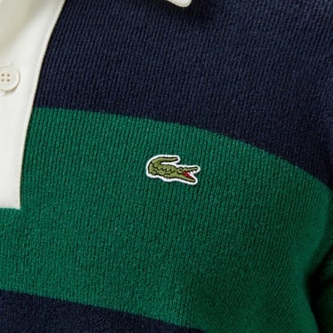  Erkek Loose Fit Polo Yaka Renk Bloklu Lacivert Triko