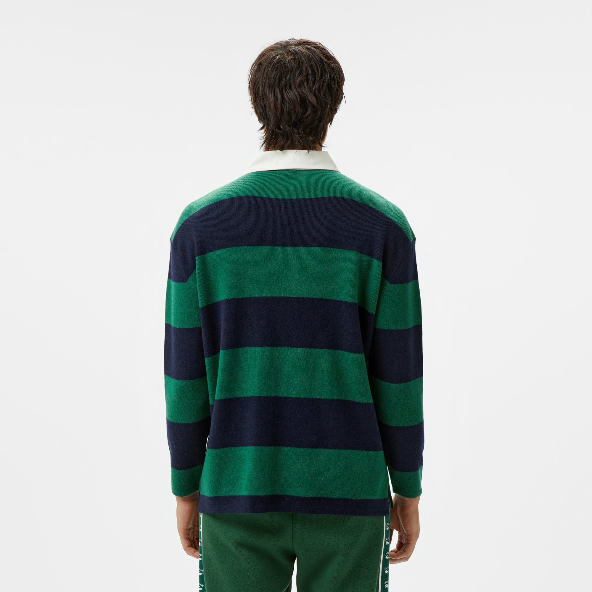 Erkek Loose Fit Polo Yaka Renk Bloklu Lacivert Triko