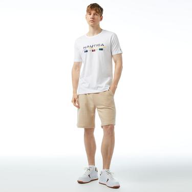  Nautica Erkek Beyaz Standart Fit Kısa Kollu Baskılı T-Shirt