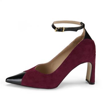  Kadın Bordo Süet Topuklu Abiye Ayakkabı