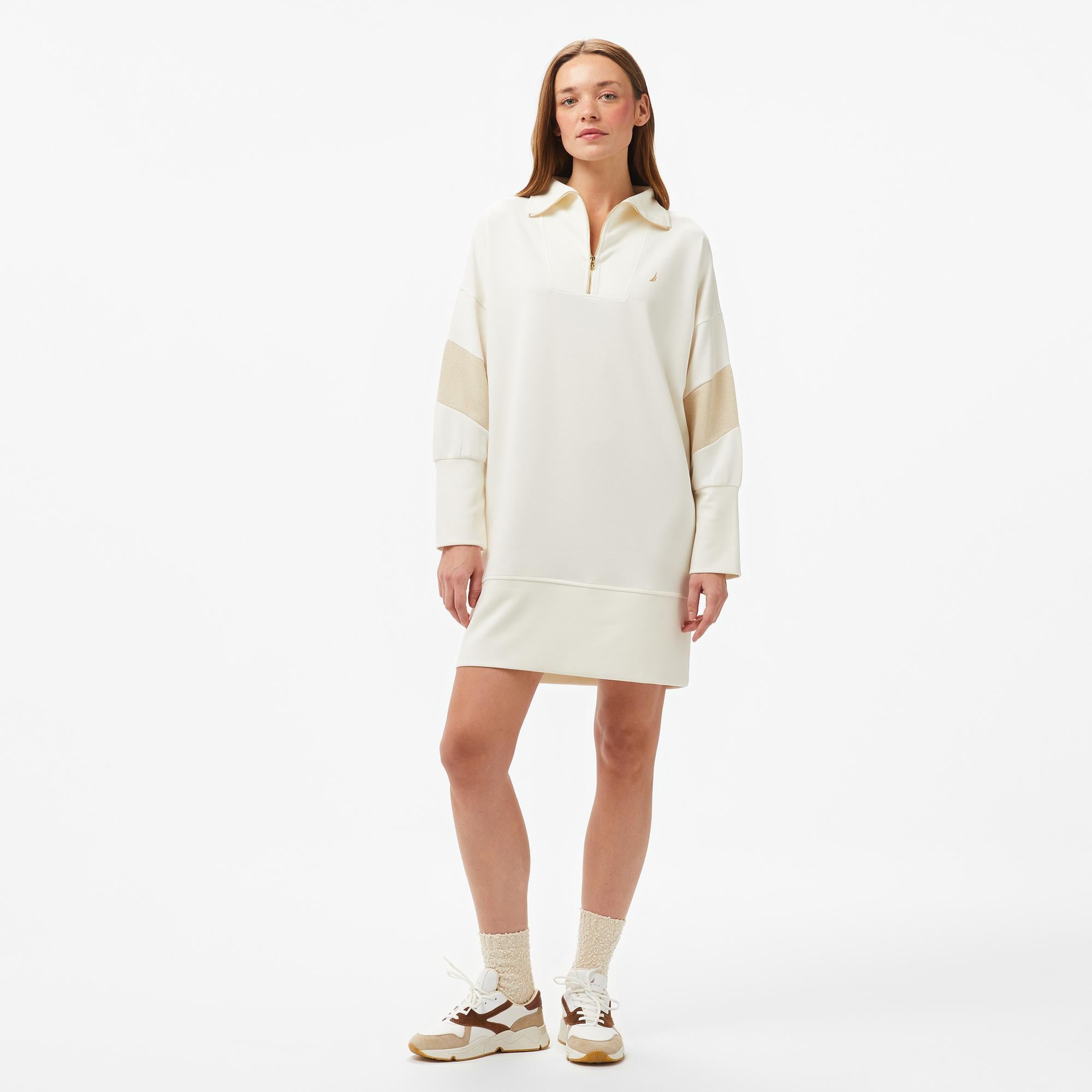 Nautica Kadın Beyaz Uzun Kollu Regular Fit Elbise