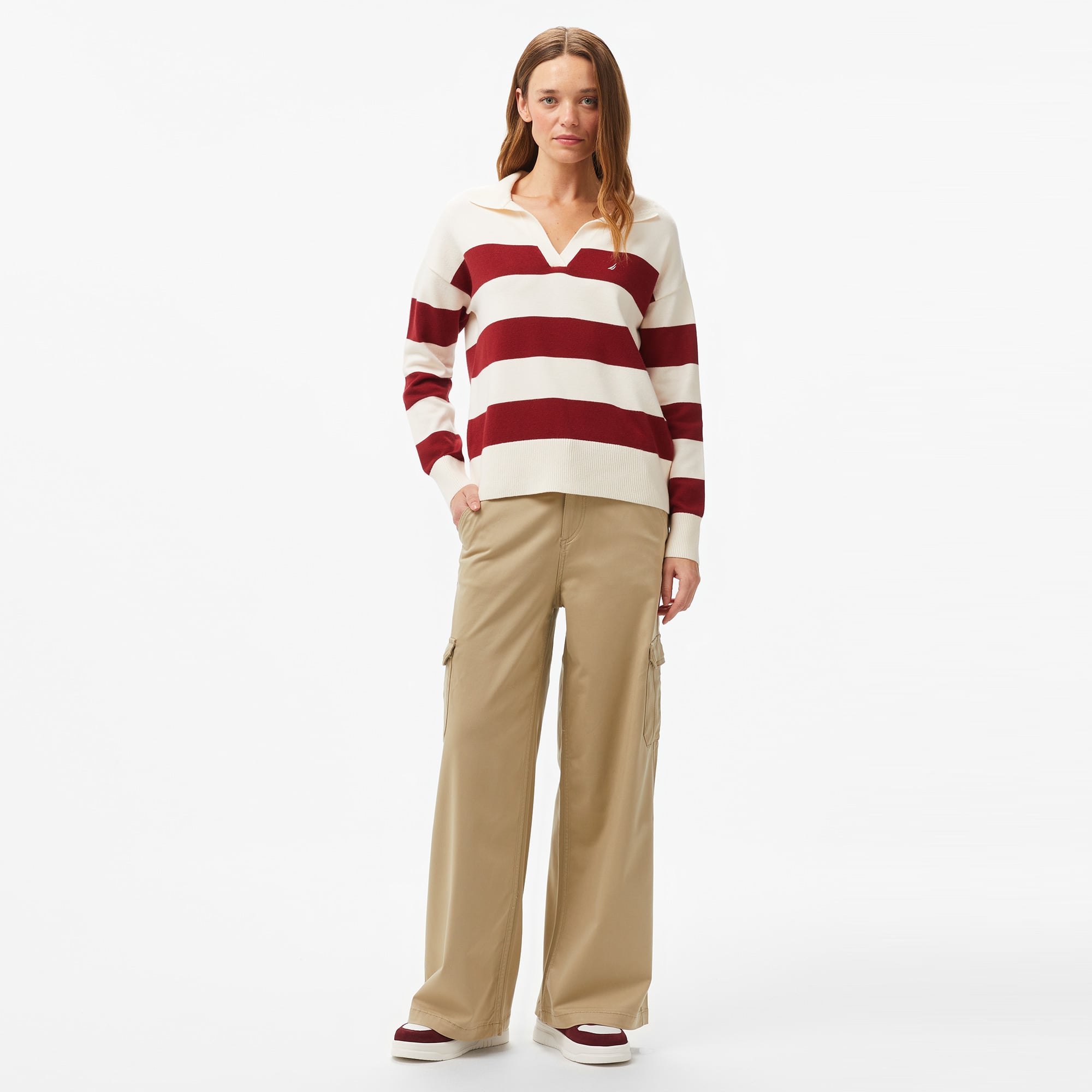  Nautica Kadın Bej Regular Fit Pantolon