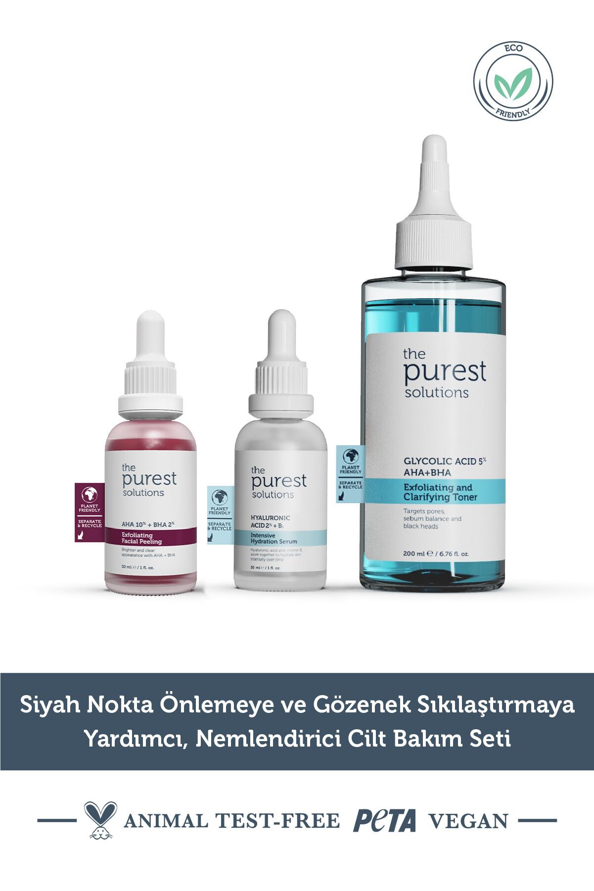  The Purest Solutions Siyah Nokta Önlemeye ve Gözenek Sıkılaştırmaya Yardımcı Nemlendirici Cilt Bakım Seti