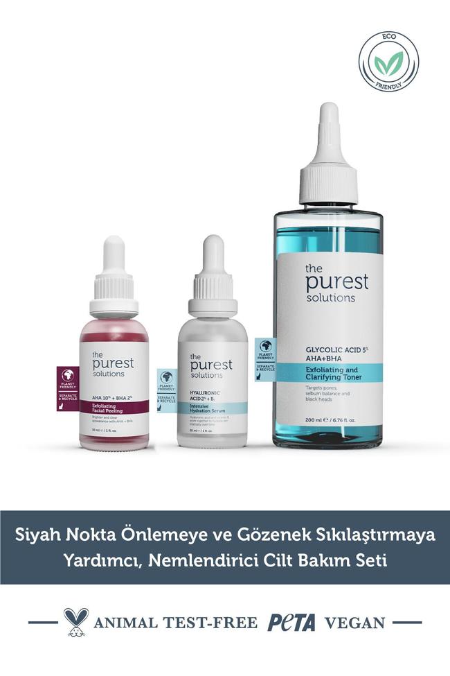  The Purest Solutions Siyah Nokta Önlemeye ve Gözenek Sıkılaştırmaya Yardımcı Nemlendirici Cilt Bakım Seti