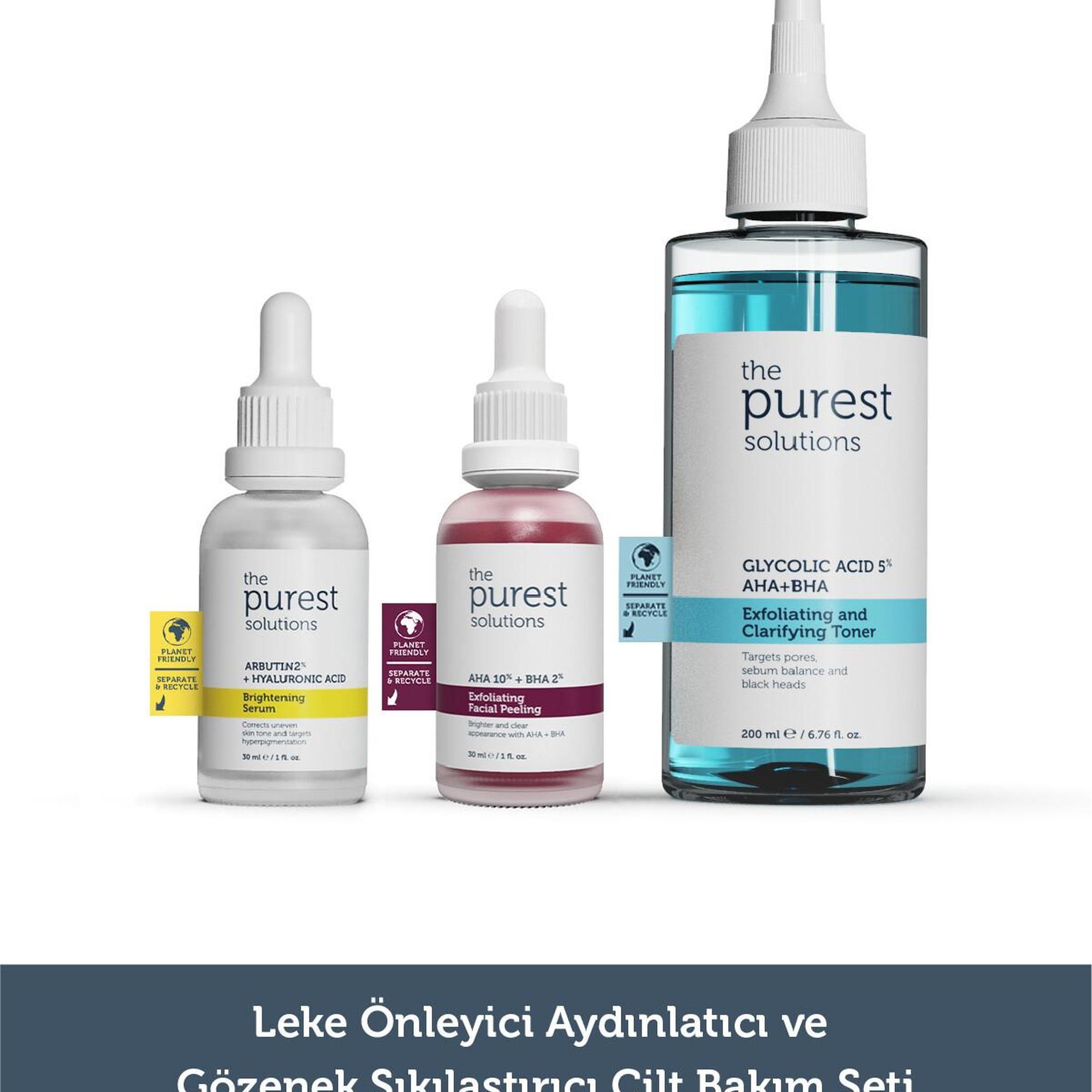The Purest Solutions Leke Önlemeye Yardımcı Aydınlatıcı ve Gözenek Sıkılaştırmayı Hedefleyen Cilt Bakım Seti
