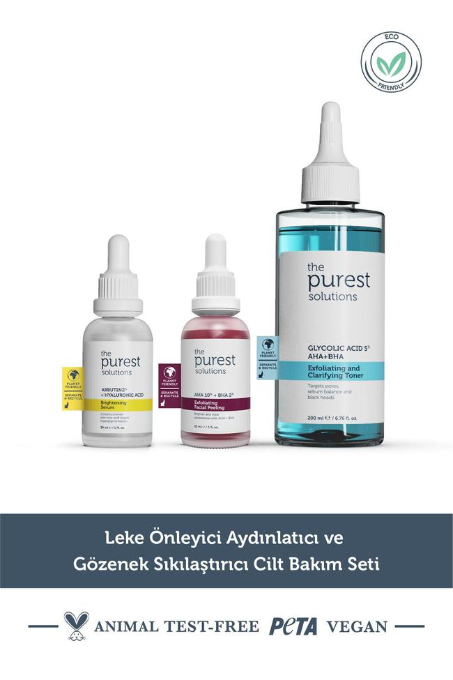 The Purest Solutions Leke Önlemeye Yardımcı Aydınlatıcı ve Gözenek Sıkılaştırmayı Hedefleyen Cilt Bakım Seti