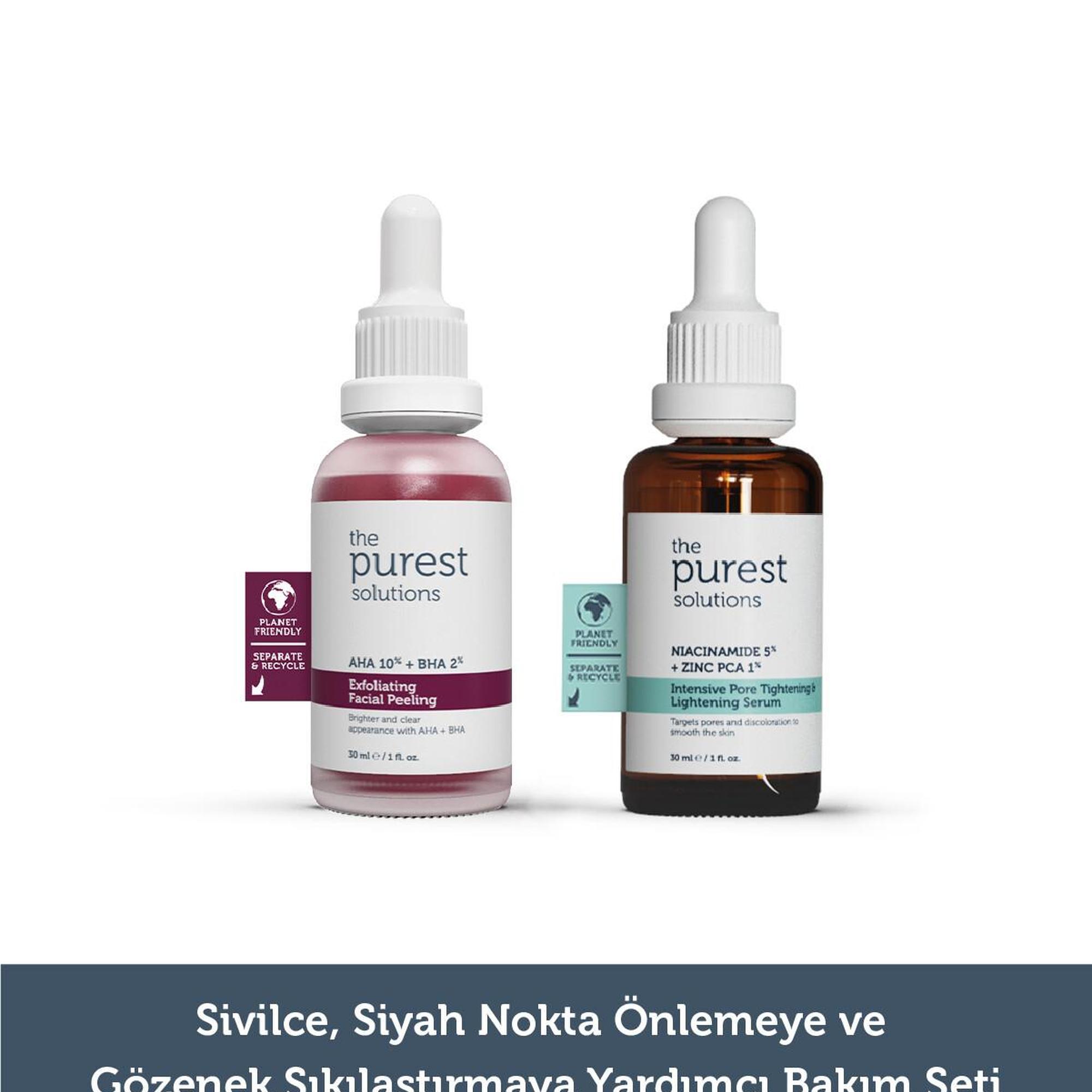 The Purest Solutions Sivilce Siyah Nokta Önlemeye ve Gözenek Sıkılaştırmaya Yardımcı Bakım Seti