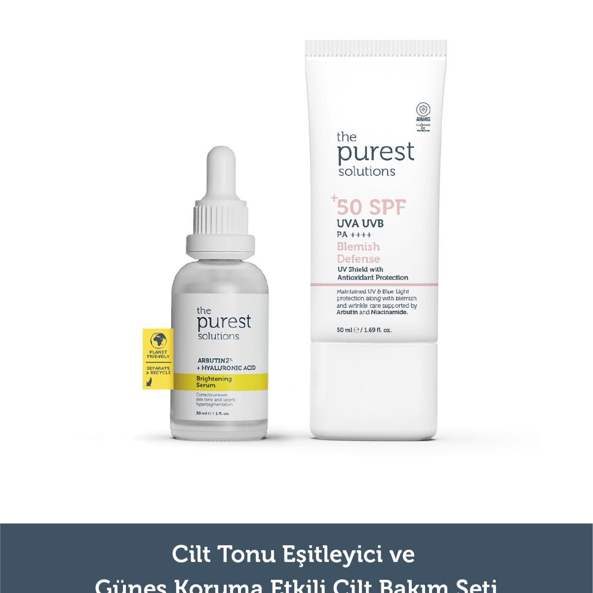 The Purest Solutions Cilt Tonu Eşitleyici ve Güneş Koruma Etkili Cilt Bakım Seti