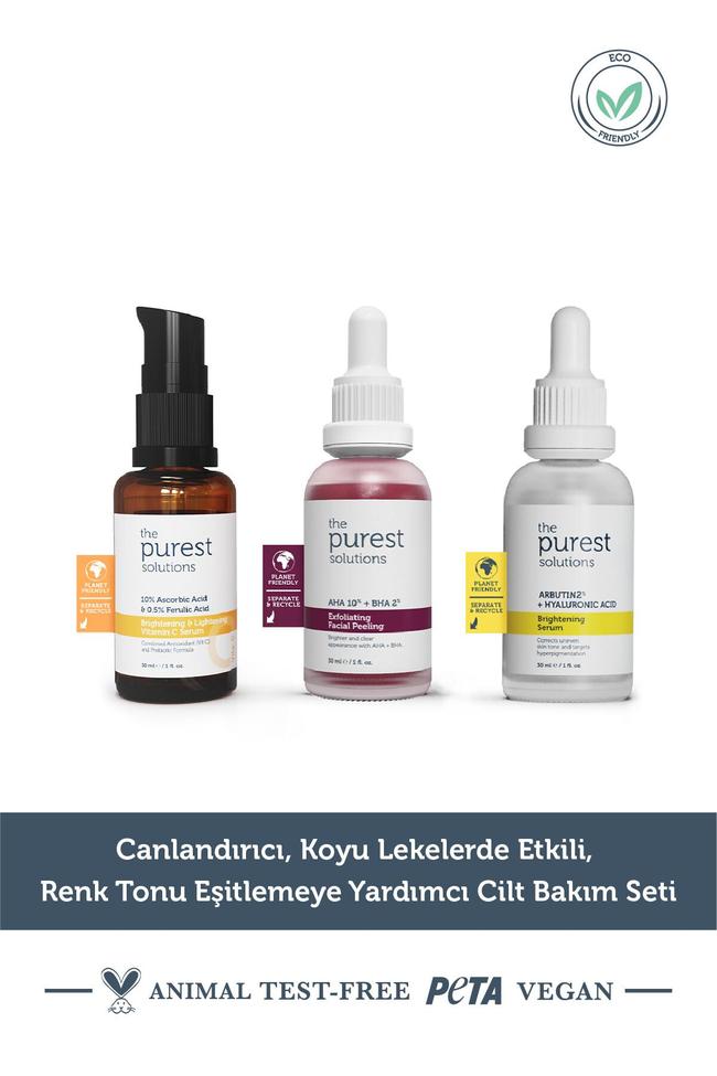  The Purest Solutions Canlandırıcı, Koyu Lekelerde Etkili, Renk Tonu Eşitlemeye Yardımcı Cilt Bakım Seti