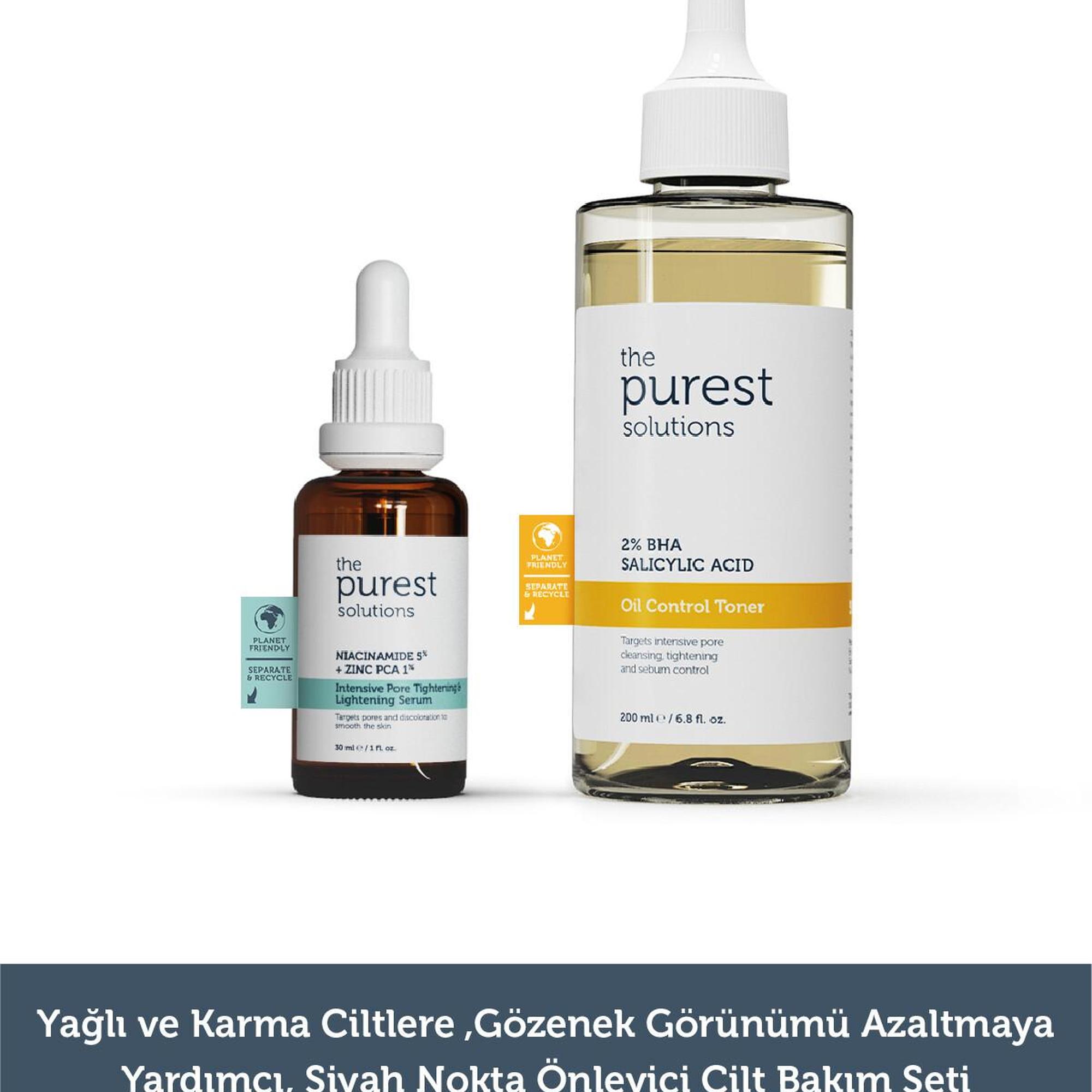 The Purest Solutions Yağlı ve Karma Ciltlere ,Gözenek Görünümü Azaltmaya Yardımcı, Siyah Nokta Önleyici Cilt Bakım Seti