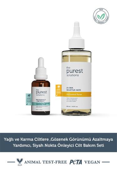  The Purest Solutions Yağlı ve Karma Ciltlere ,Gözenek Görünümü Azaltmaya Yardımcı, Siyah Nokta Önleyici Cilt Bakım Seti