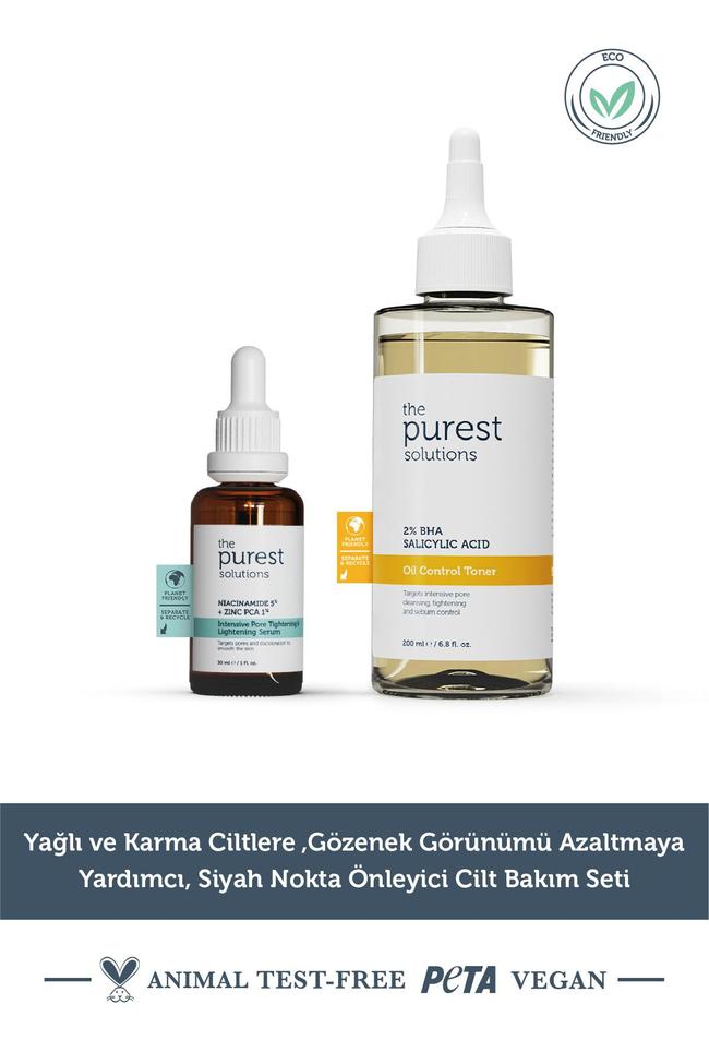  The Purest Solutions Yağlı ve Karma Ciltlere ,Gözenek Görünümü Azaltmaya Yardımcı, Siyah Nokta Önleyici Cilt Bakım Seti