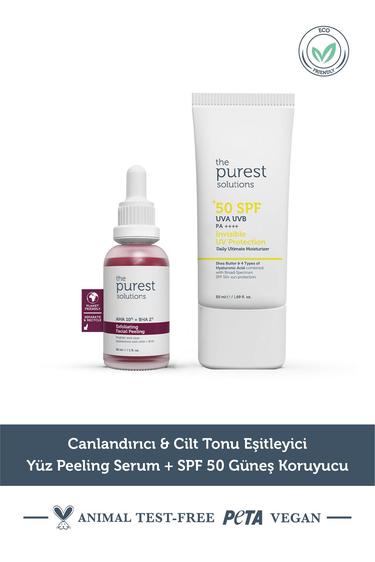  The Purest Solutions Canlandırıcı & Cilt Tonu Eşitleyici Yüz Peeling Serum + SPF+50 Güneş Koruyucu