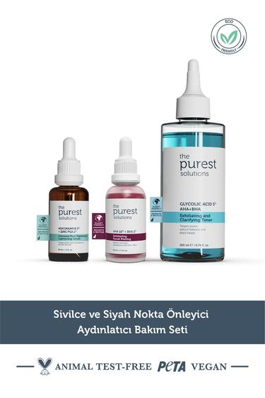  The Purest Solutions Sivilce ve Siyah Nokta Önlemeye Yardımcı Aydınlatıcı Bakım Seti 200 ml + 30 ml + 30 ml