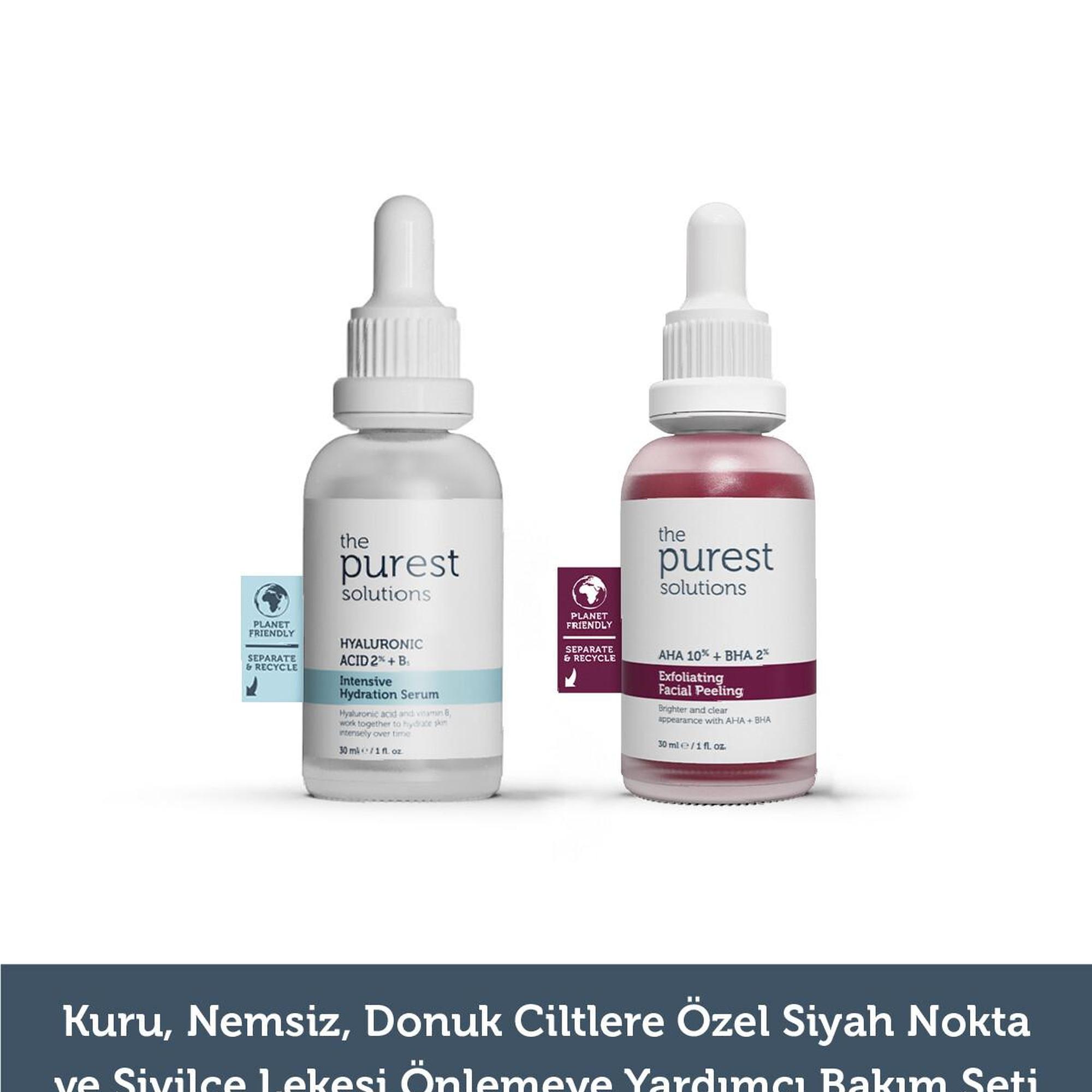 The Purest Solutions Kuru Nemsiz Donuk Ciltlere Özel Siyah Nokta ve Sivilce Lekesi Önlemeye Yardımcı Bakım Seti
