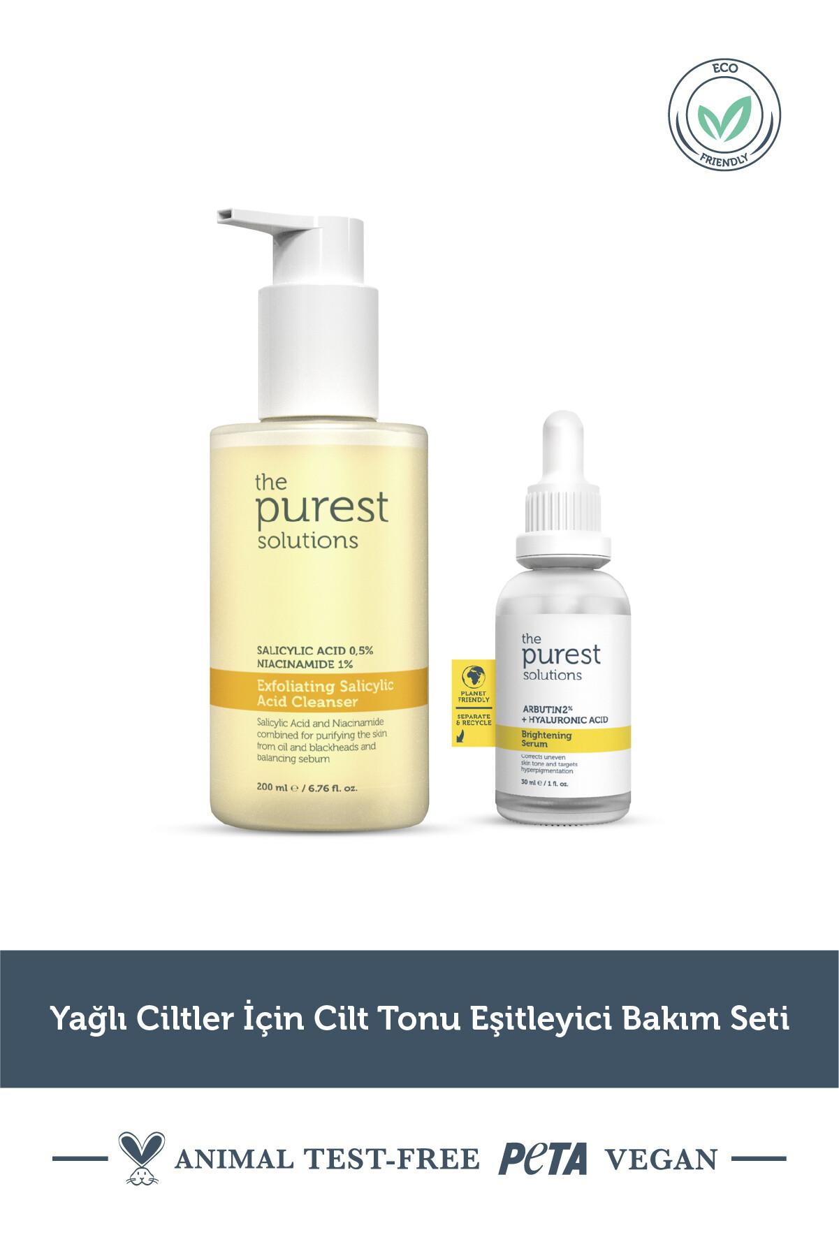  The Purest Solutions Yağlı ciltler için cilt tonu eşitleyici bakım seti
