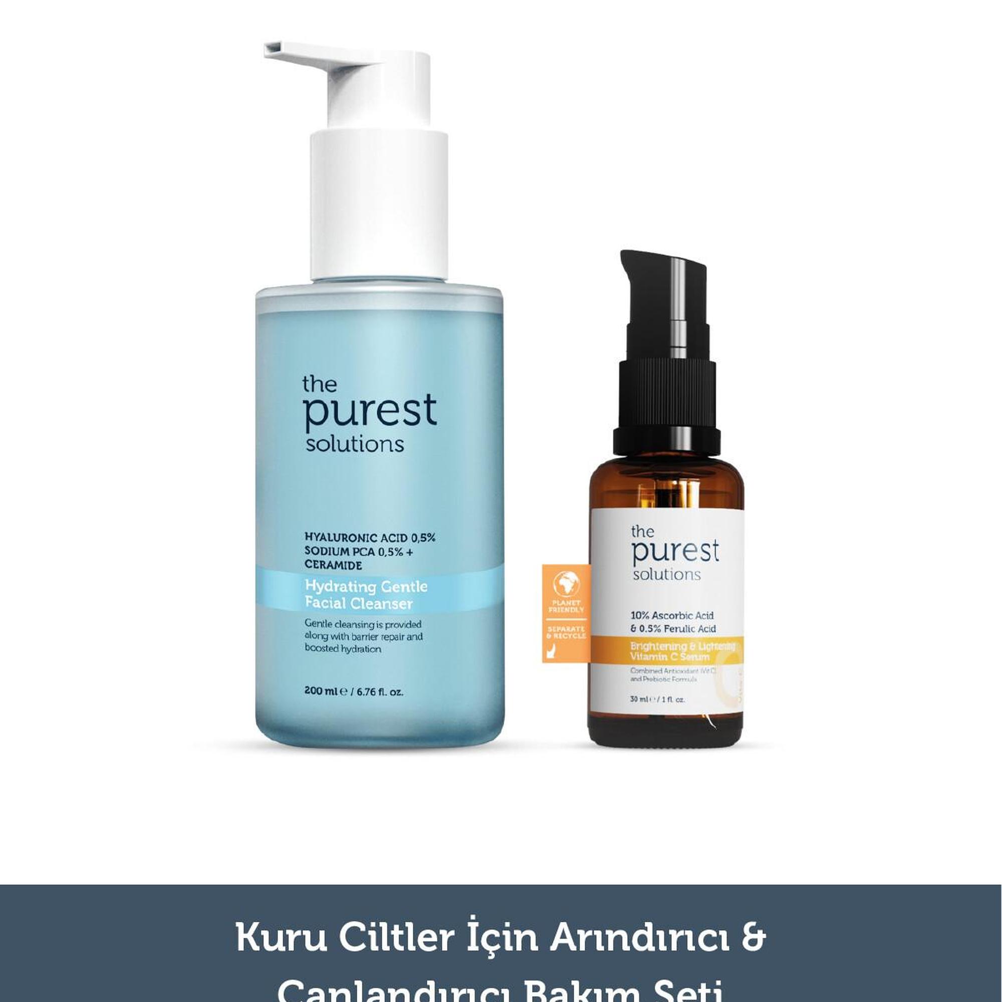 The Purest Solutions Kuru ciltler için Arındırıcı & Canlandırıcı Bakım Seti