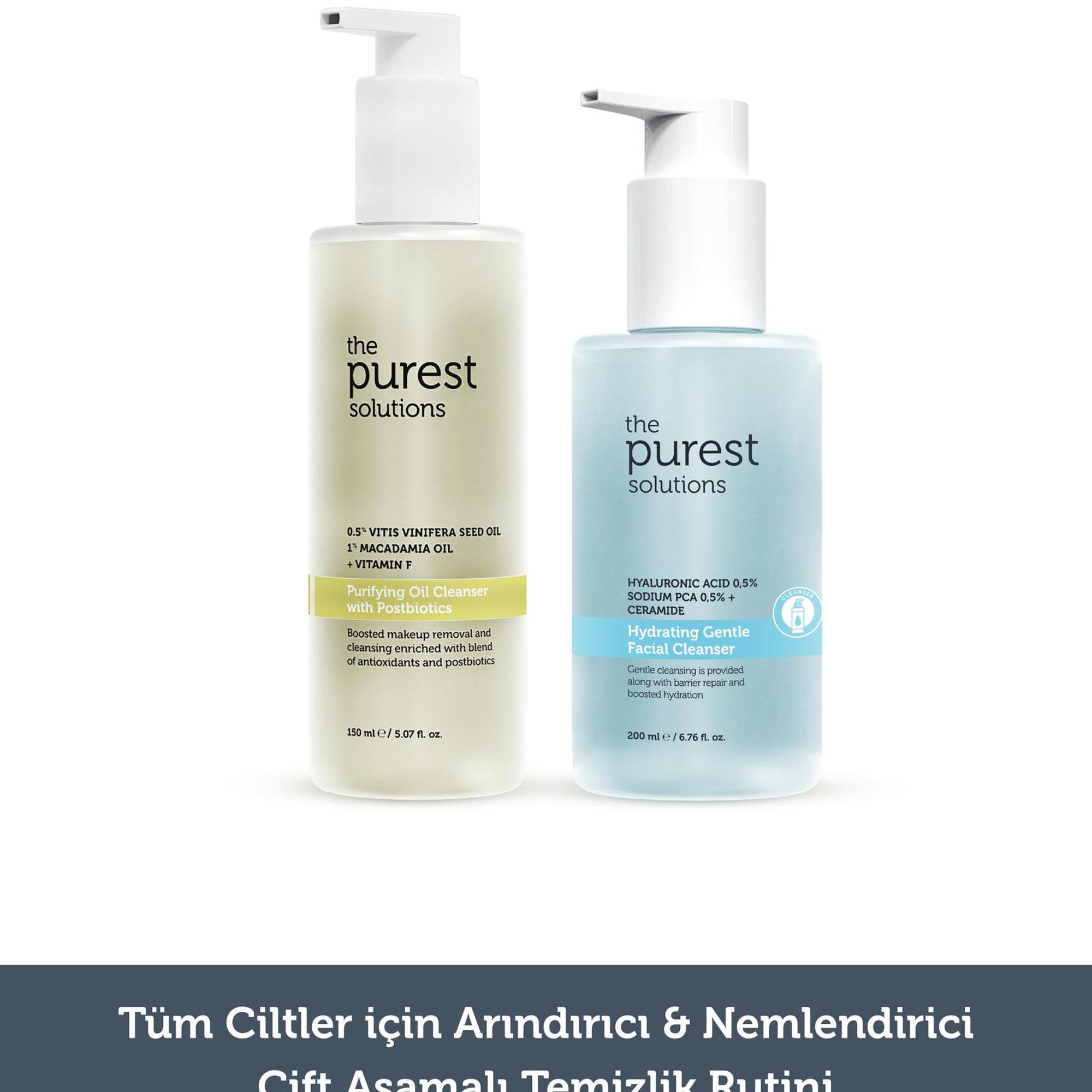 The Purest Solutions Tüm Cilt Tipleri için Arındırıcı&Nemlendirici Çift Aşamalı Temizlik Rutini