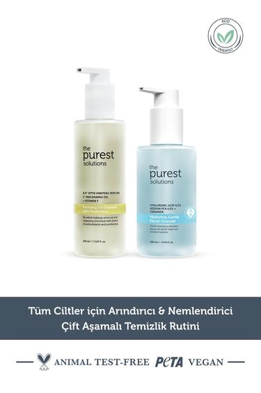  The Purest Solutions Tüm Cilt Tipleri için Arındırıcı&Nemlendirici Çift Aşamalı Temizlik Rutini