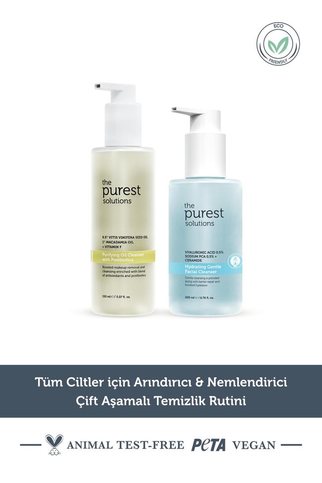  The Purest Solutions Tüm Cilt Tipleri için Arındırıcı&Nemlendirici Çift Aşamalı Temizlik Rutini