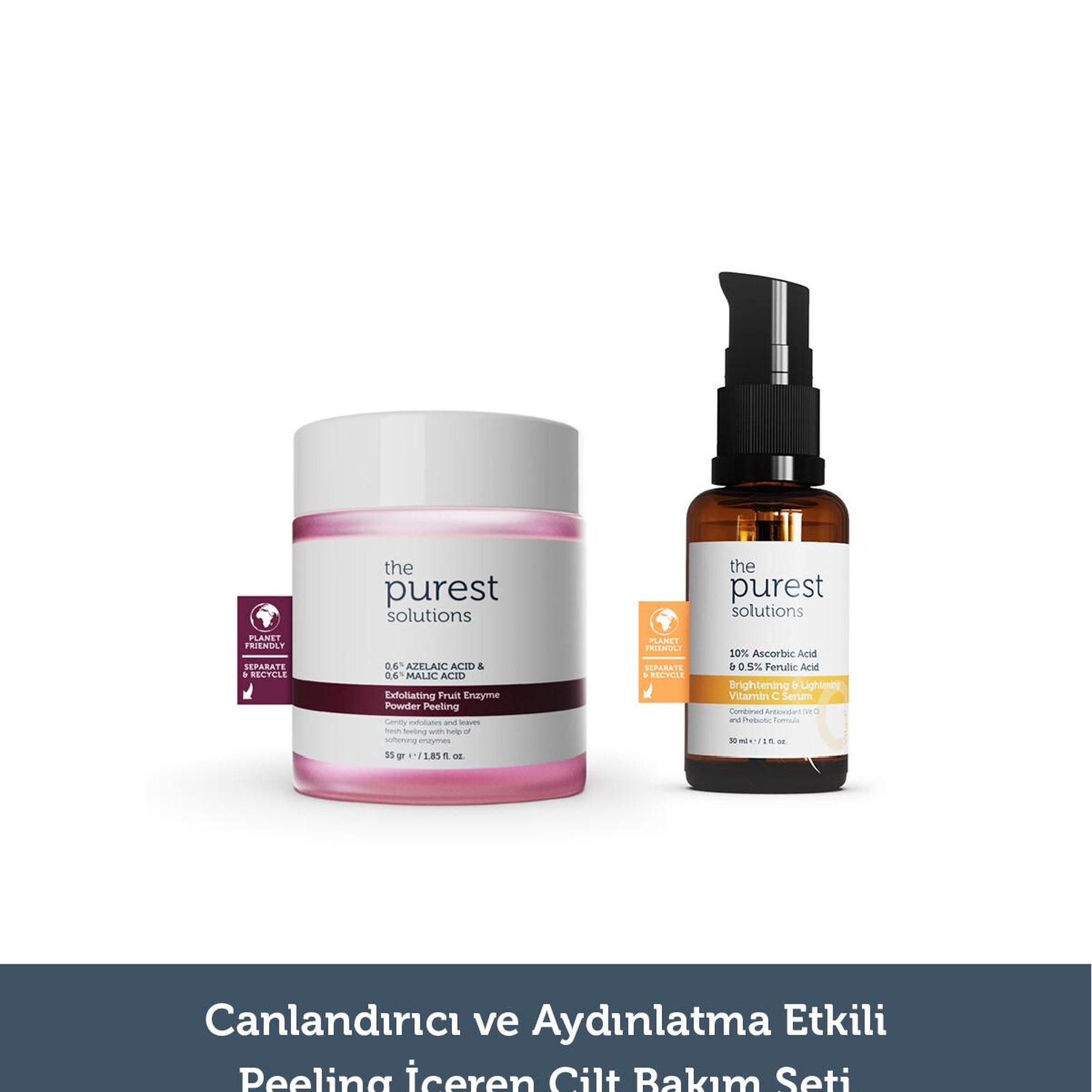 The Purest Solutions Canlandırıcı ve Aydınlatma Etkili Peeling İçeren Cilt Bakım Seti