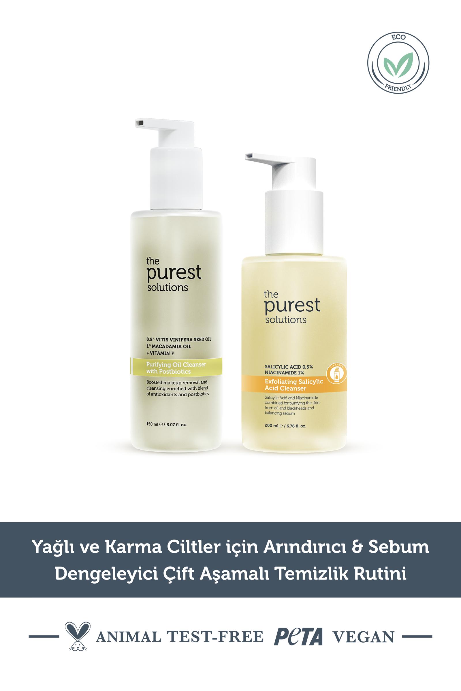  The Purest Solutions Yağlı ve Karma ciltler için Arındırıcı & Sebum Dengeleyici Çift Aşamalı Temizlik Rutini