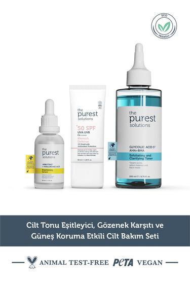  The Purest Solutions Cilt Tonu Eşitleyici, Gözenek Karşıtı ve Güneş Koruma Etkili Cilt Bakım Seti