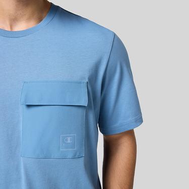  Champion Crewneck Erkek Mavi T-Shirt