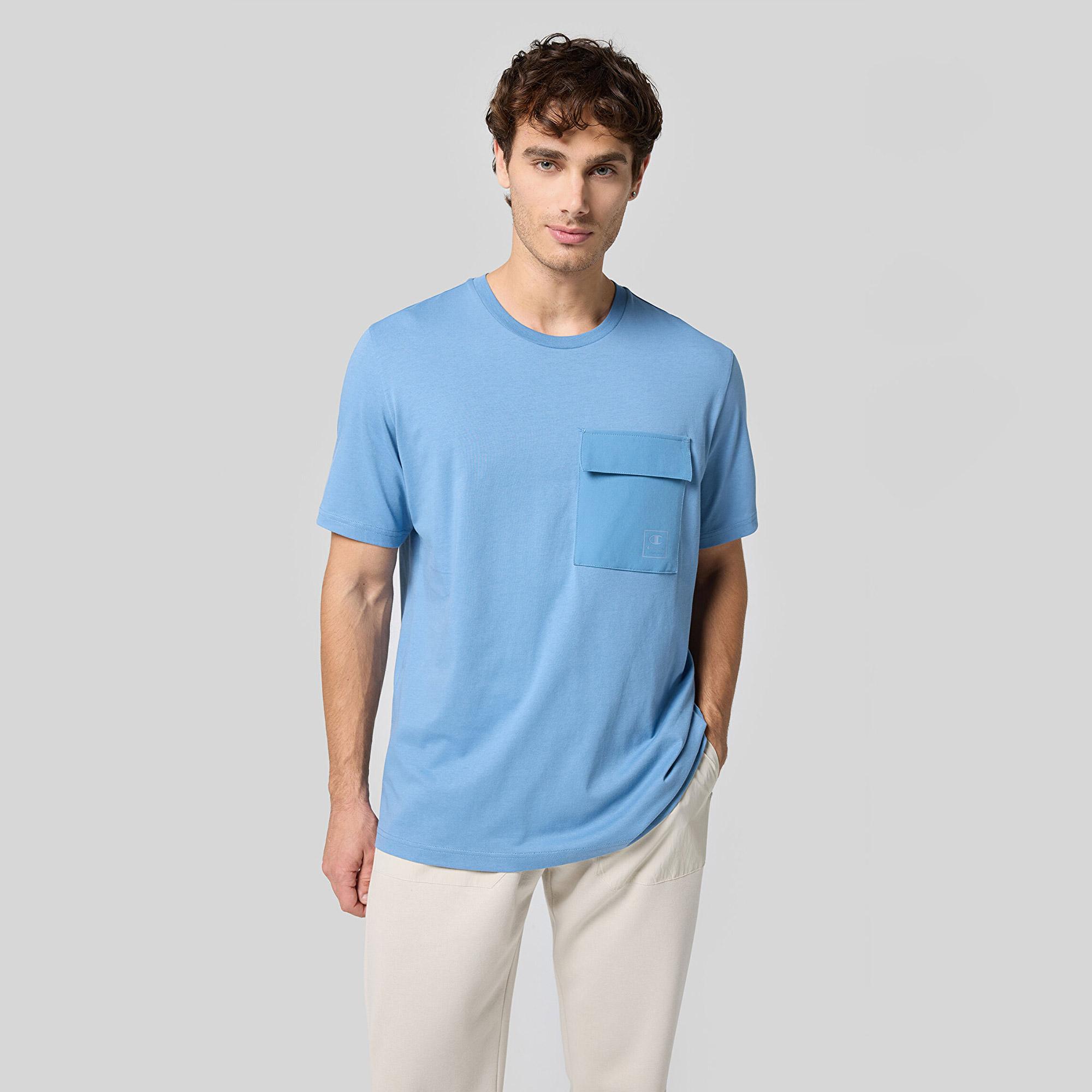 Champion Crewneck Erkek Mavi T-Shirt