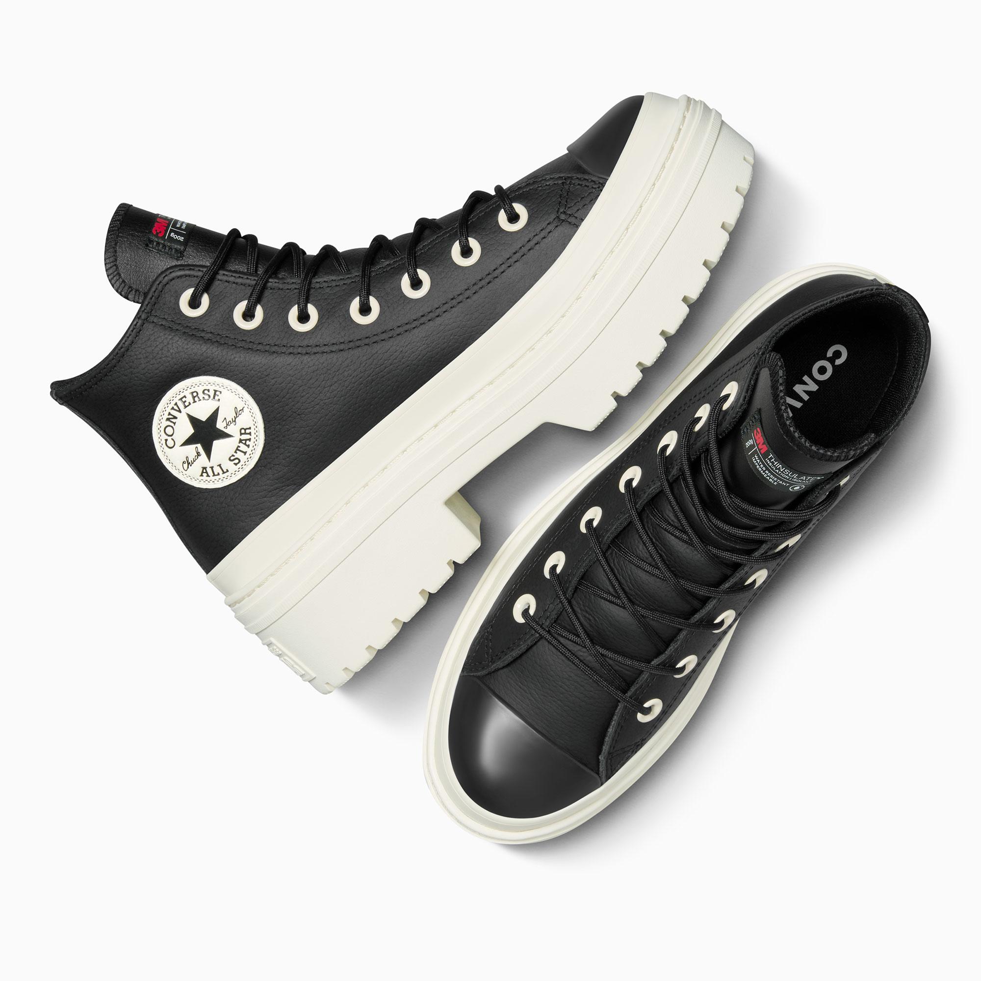 Converse Chuck Taylor All Star Lugged Heel Kadın Siyah Deri Platform Bot