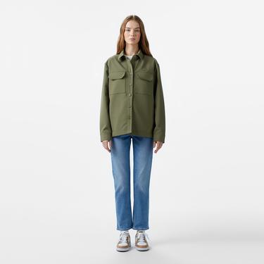  Kadın Regular Fit Haki Gömlek