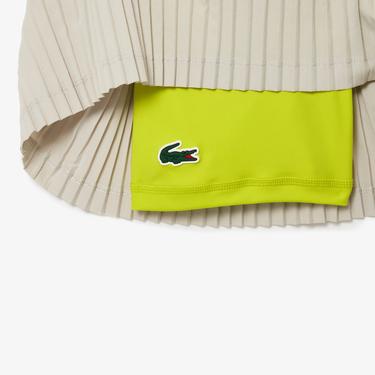  Kadın Flare Fit Kolsuz Bisiklet Yaka Renk Bloklu Bej Elbise