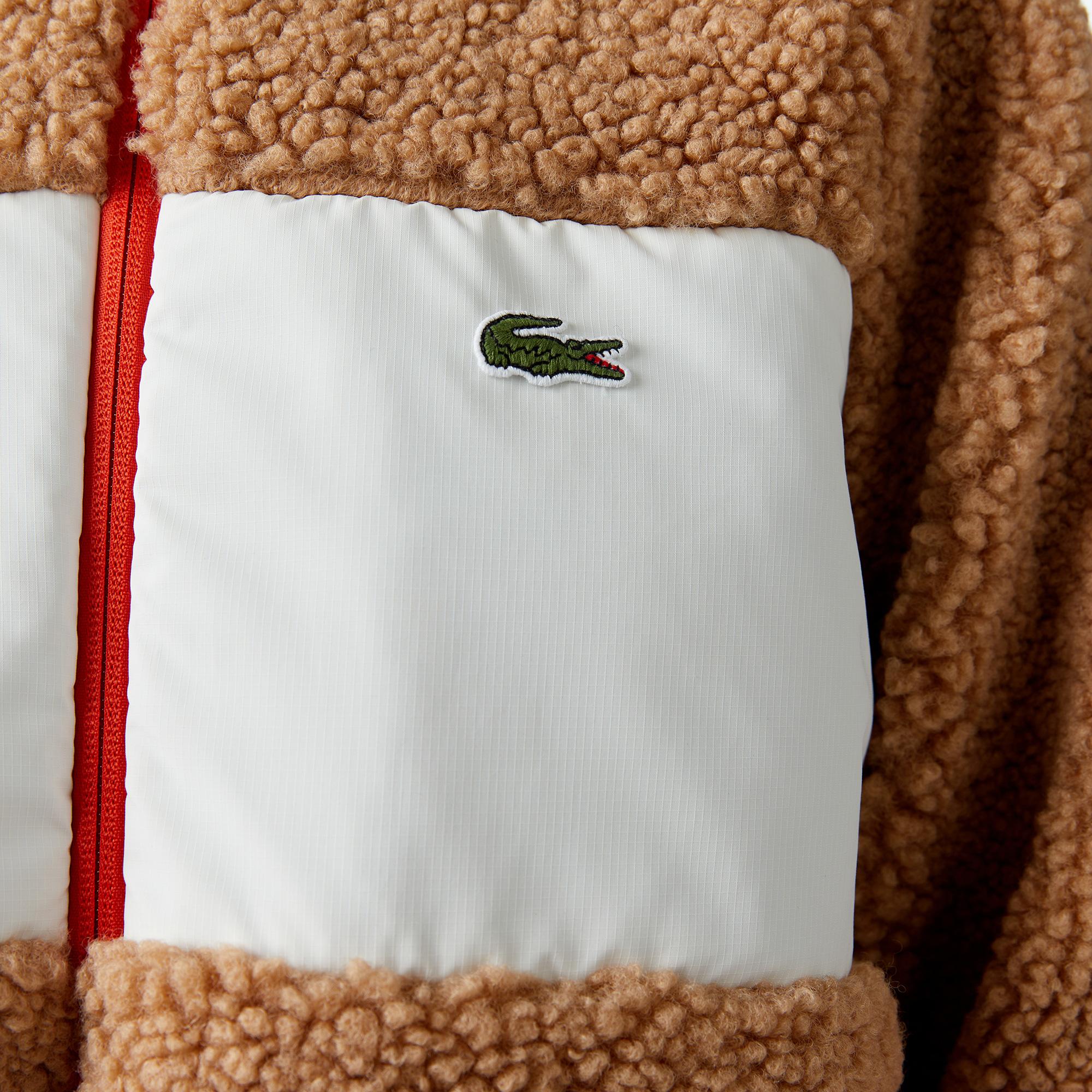 Kadın Dik Yaka Renk Bloklu Kahverengi Mont