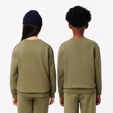  Çocuk Bisiklet Yaka Baskılı Haki Sweatshirt