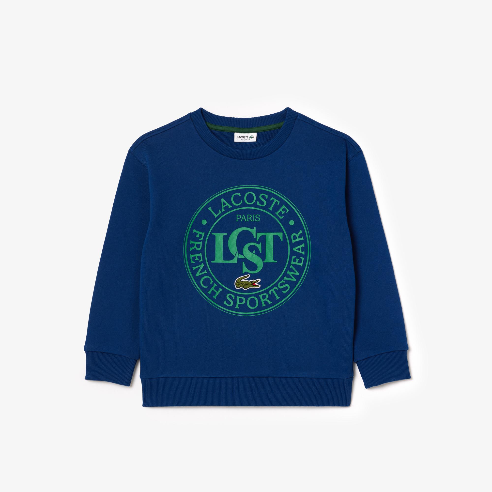 Çocuk Bisiket Yaka Baskılı Lacivert Sweatshirt