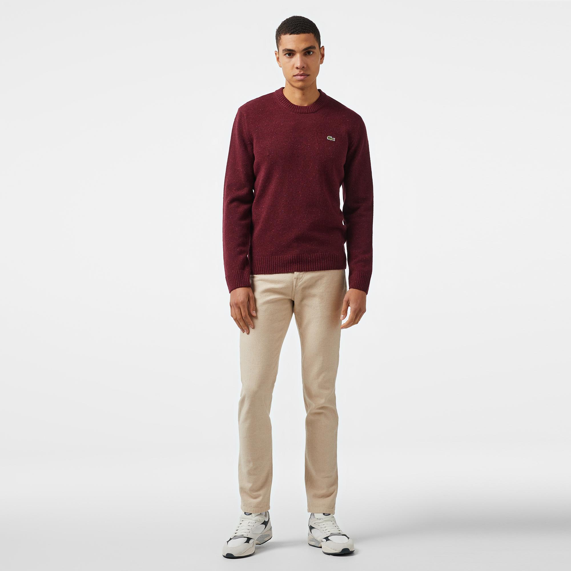 Erkek Regular Fit Bisiklet Yaka Bordo Triko