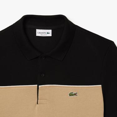  Erkek Regular Fit Renk Bloklu Siyah Polo