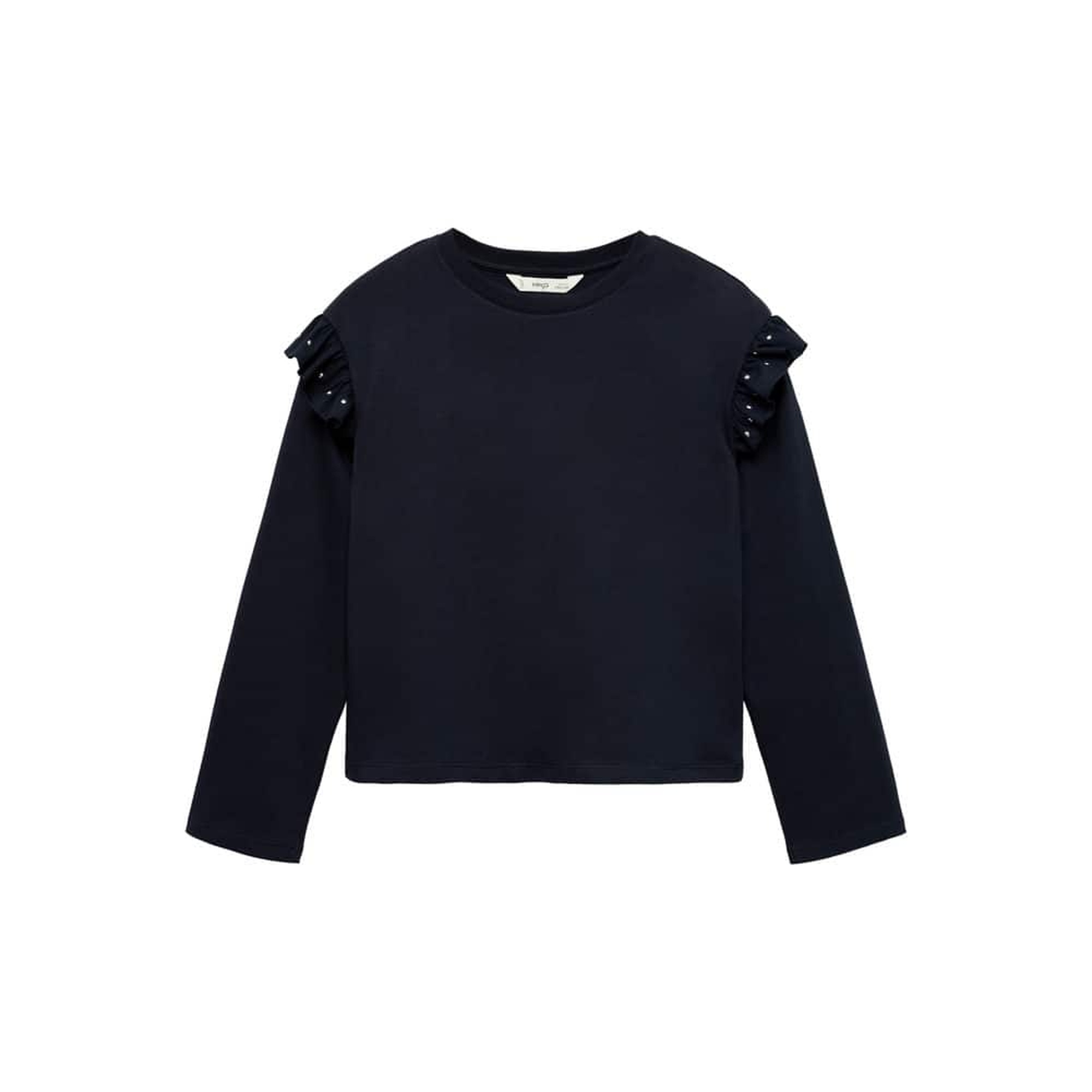 Mango Çocuk Volanlı Zımbalı Tişört Lacivert