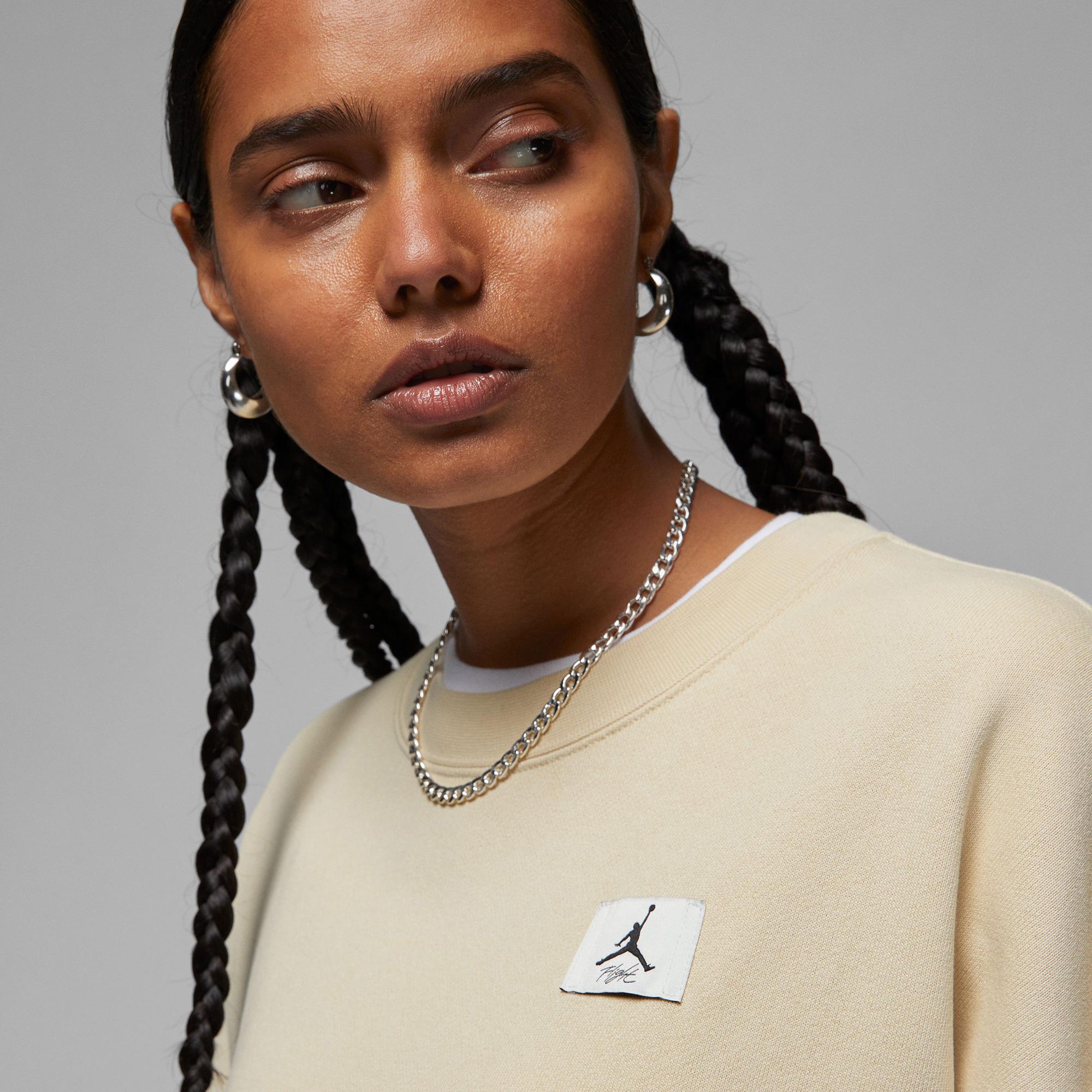 Jordan Flight Fleece Kadın Krem Uzun Kollu T-Shirt