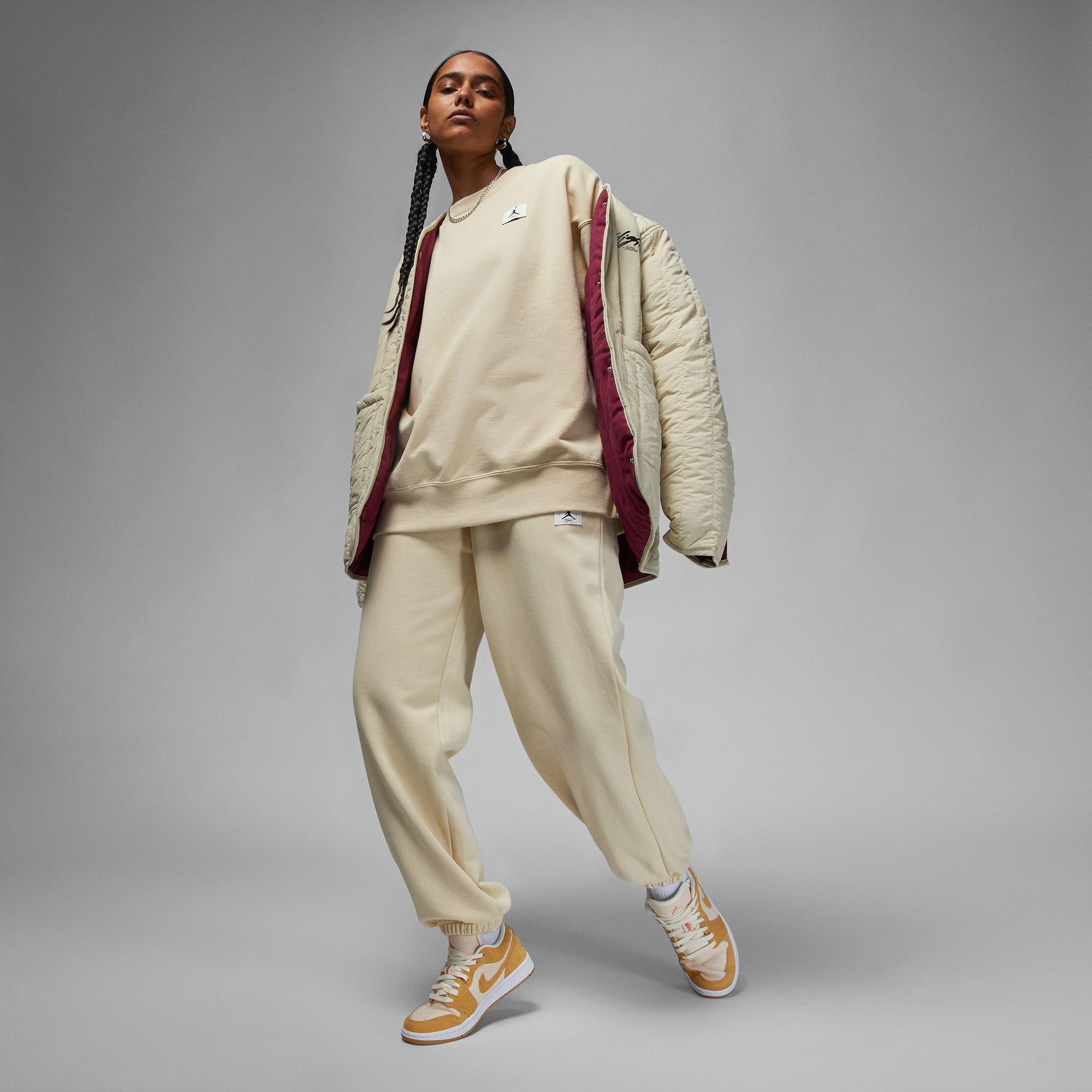 Jordan Flight Fleece Kadın Krem Uzun Kollu T-Shirt