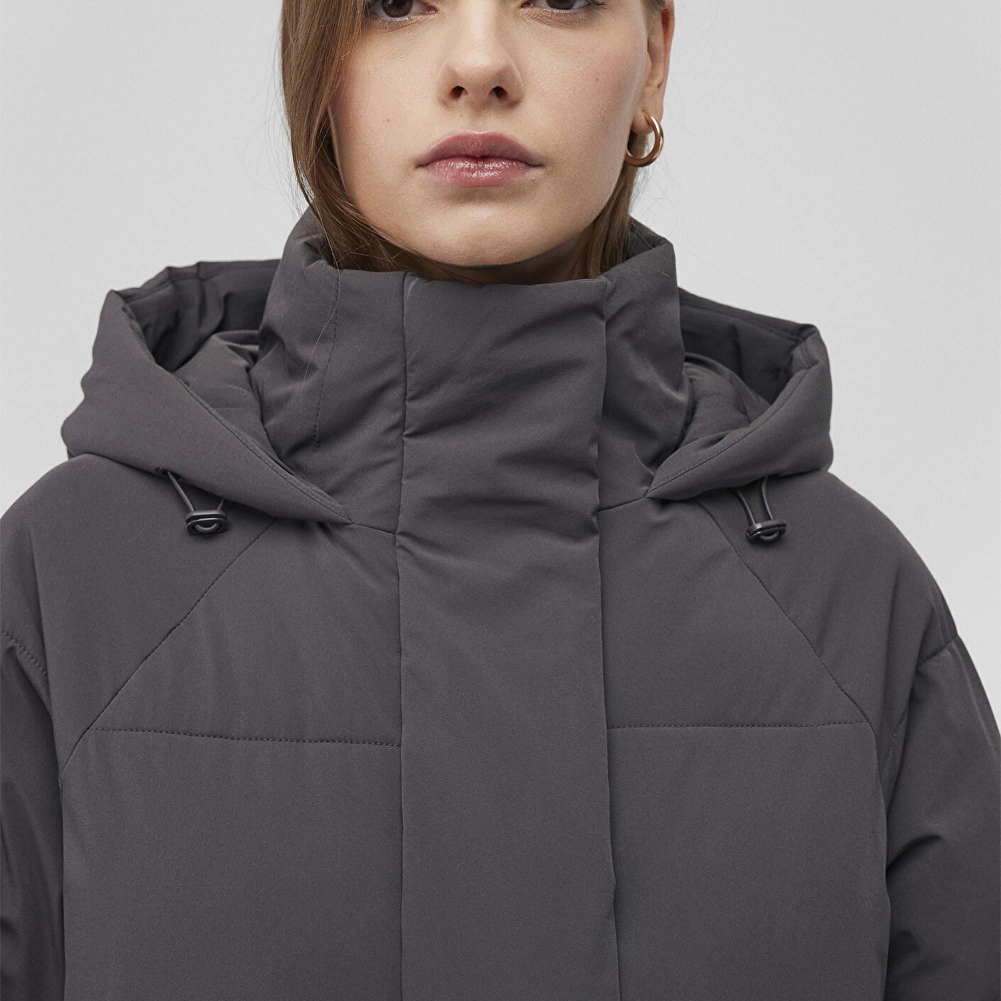 Mavi Kapüşonlu Antraist Şişme Mont 1110225-80106