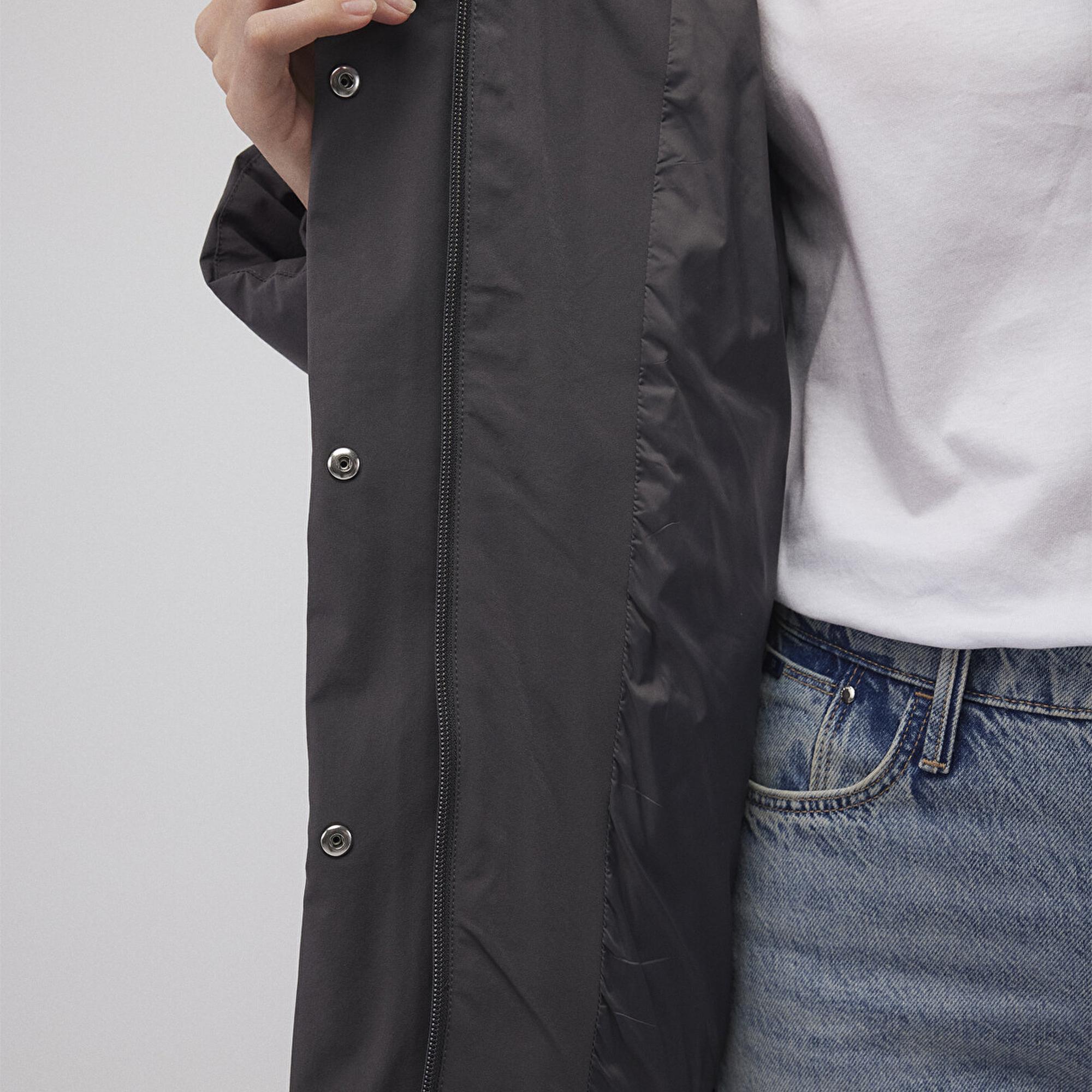 Mavi Kapüşonlu Antraist Şişme Mont 1110225-80106