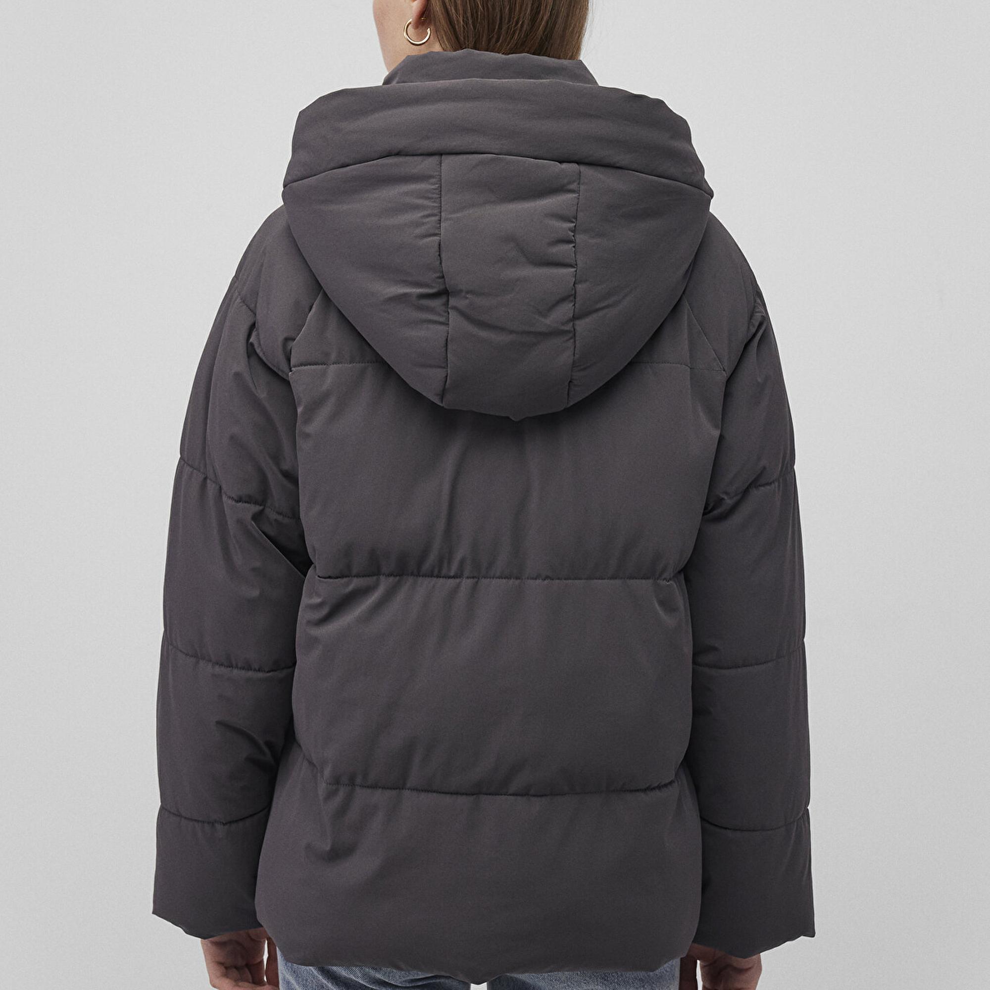 Mavi Kapüşonlu Antraist Şişme Mont 1110225-80106