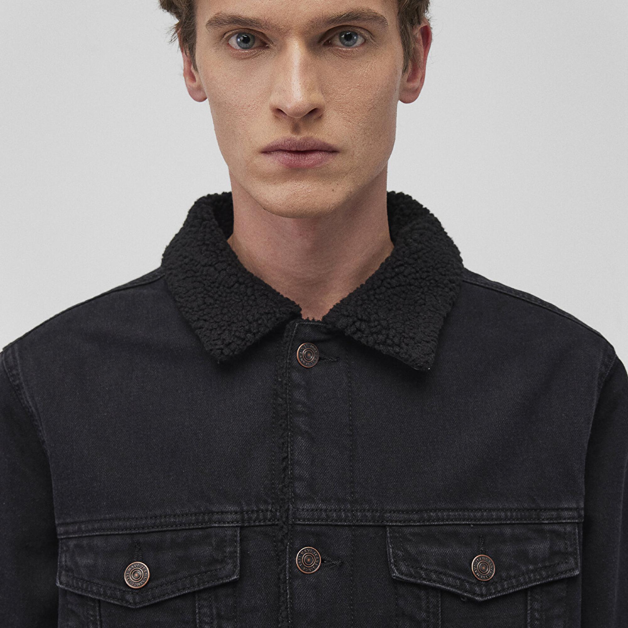 Mavi Zander Classic Denim Siyah Suni Kürklü Jean Ceket 0111214-89117