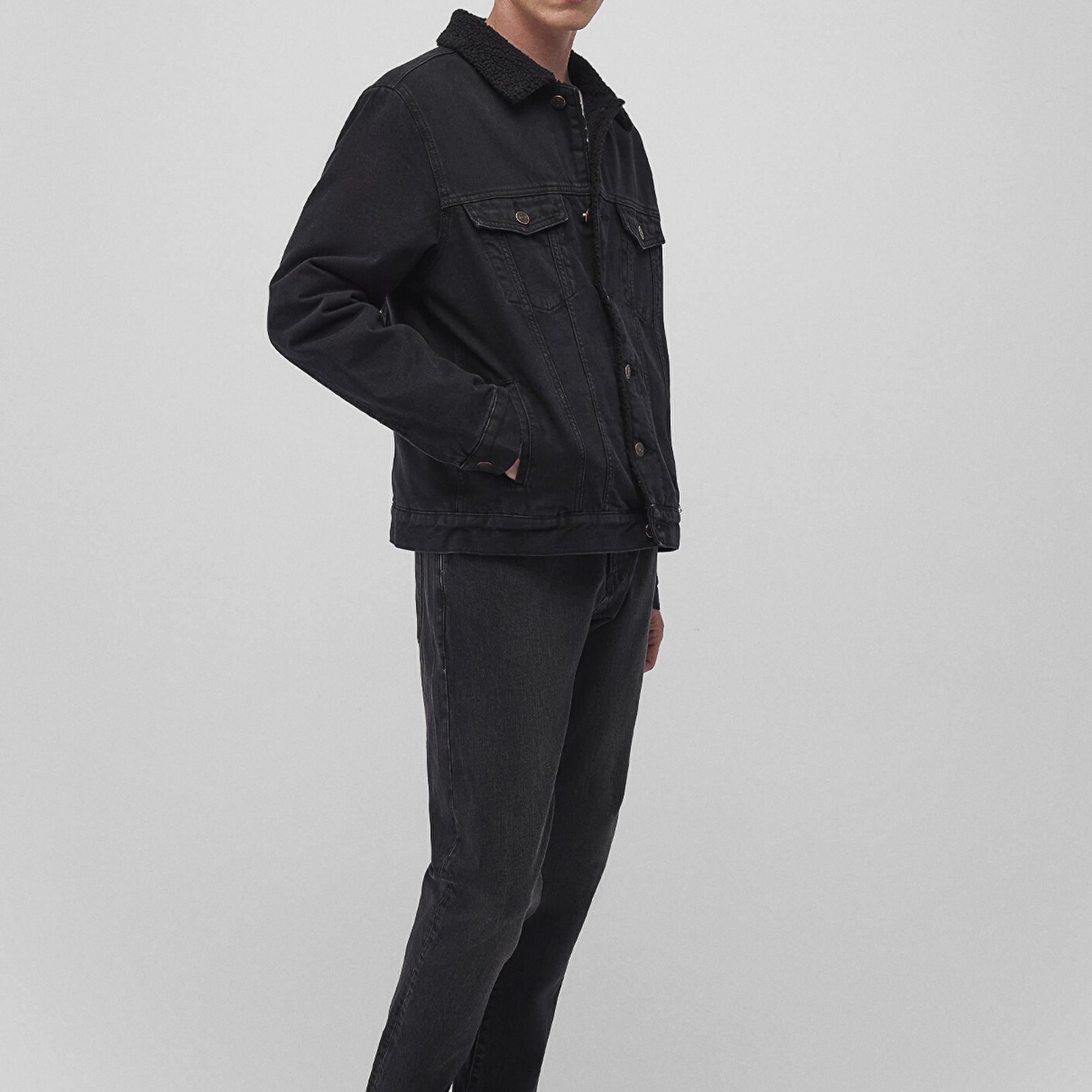 Mavi Zander Classic Denim Siyah Suni Kürklü Jean Ceket 0111214-89117