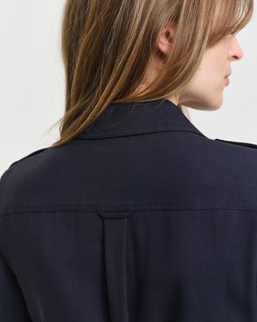  GANT Kadın Lacivert Regular Fit Düğmeli Yaka Elbise
