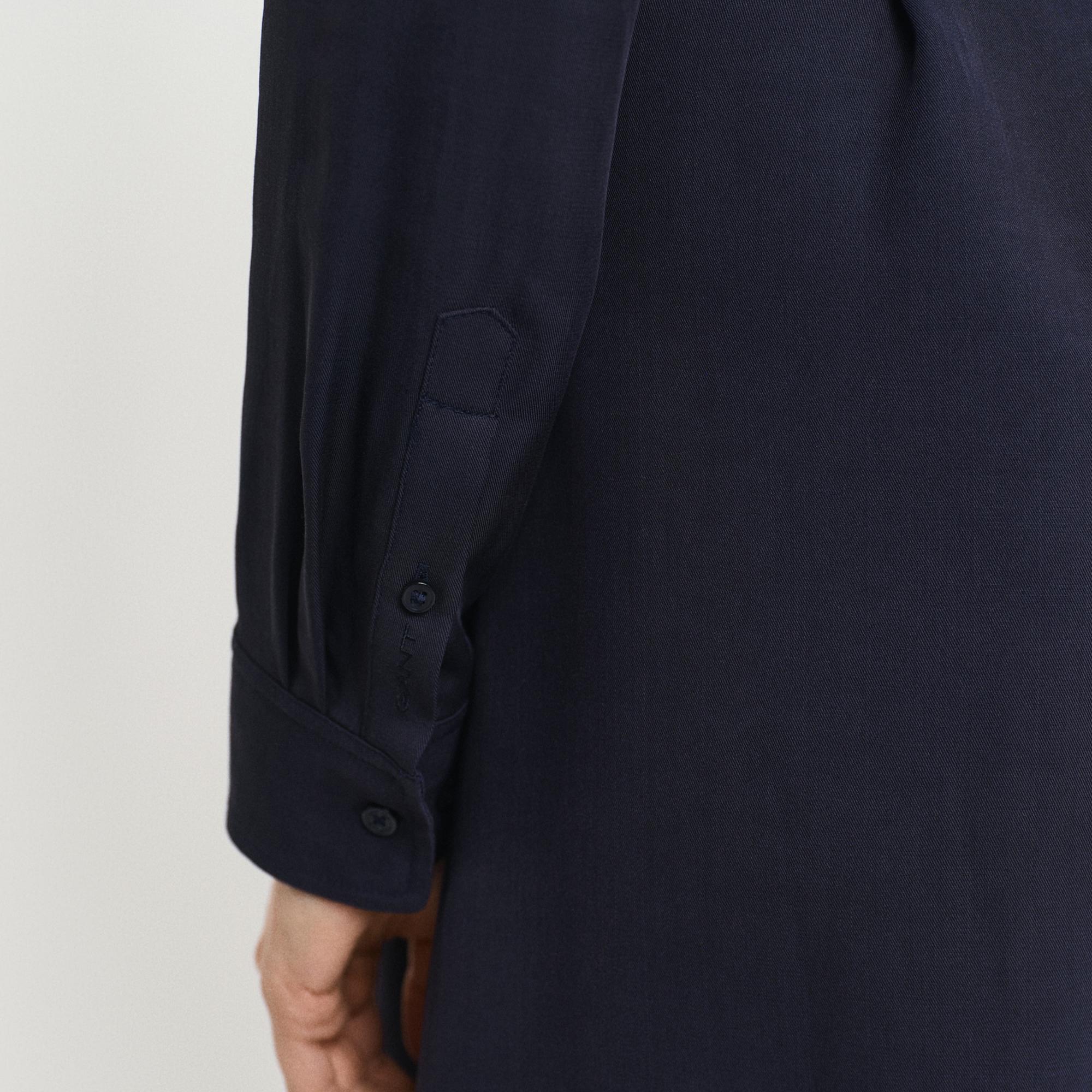 GANT Kadın Lacivert Regular Fit Düğmeli Yaka Elbise