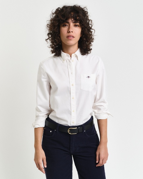  GANT Kadın Beyaz Regular Fit Düğmeli Yaka Oxford Gömlek